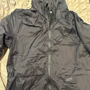 Unisex Black Hooded Jacket (windbreaker material)